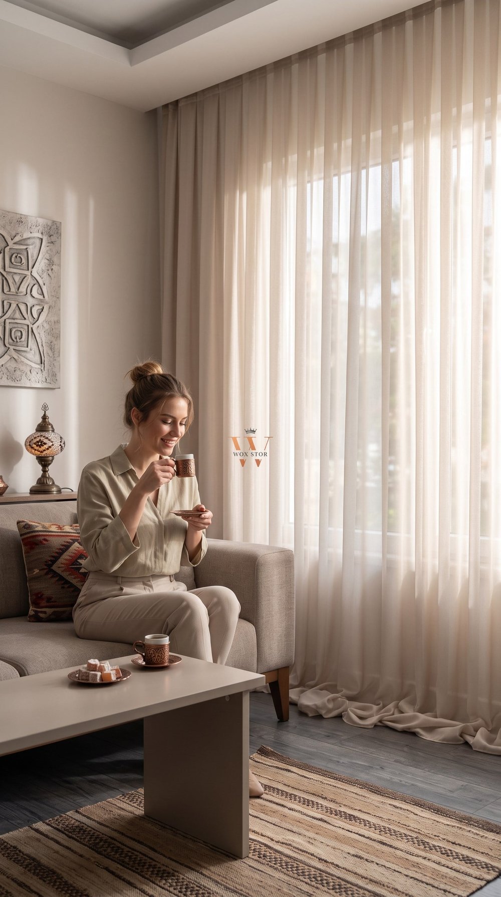 Apex Krem Tül Perde, Salon Yatak Odası Mutfak Cam Balkon