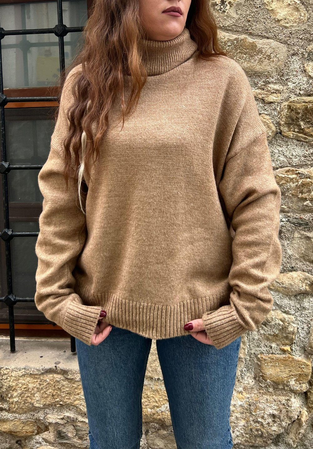 BOĞAZLI TRİKO KAZAK CAMEL - 1261