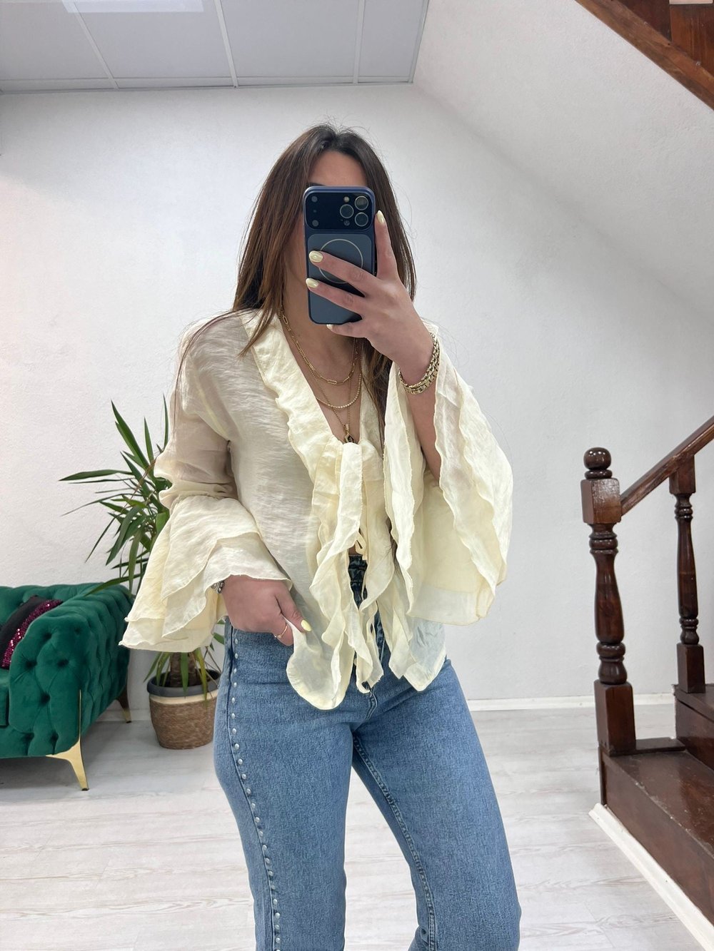 FIRFIRLI BAĞLAMALI BLUZ - 1363