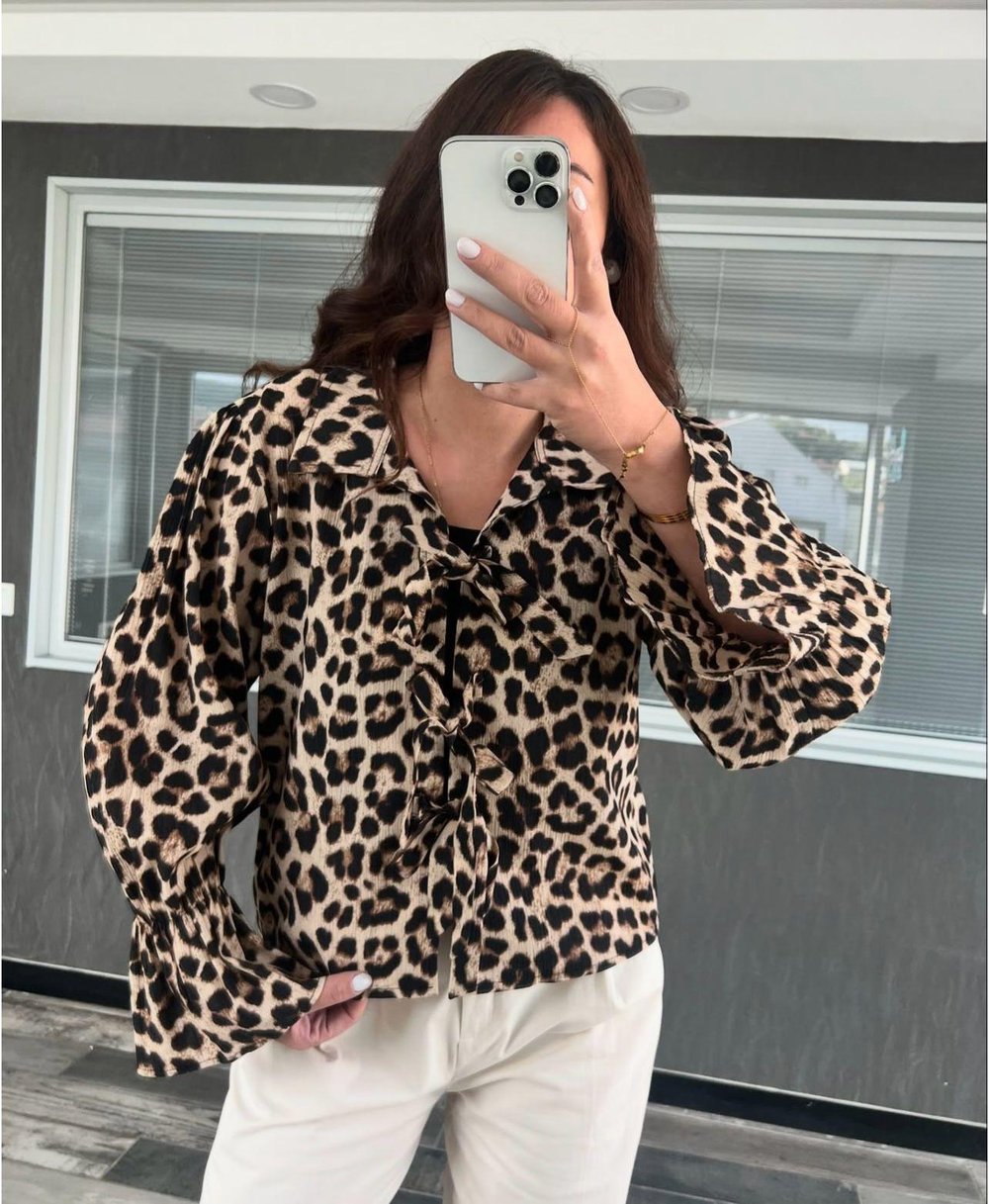 LEOPAR BAĞLAMALI GÖMLEK