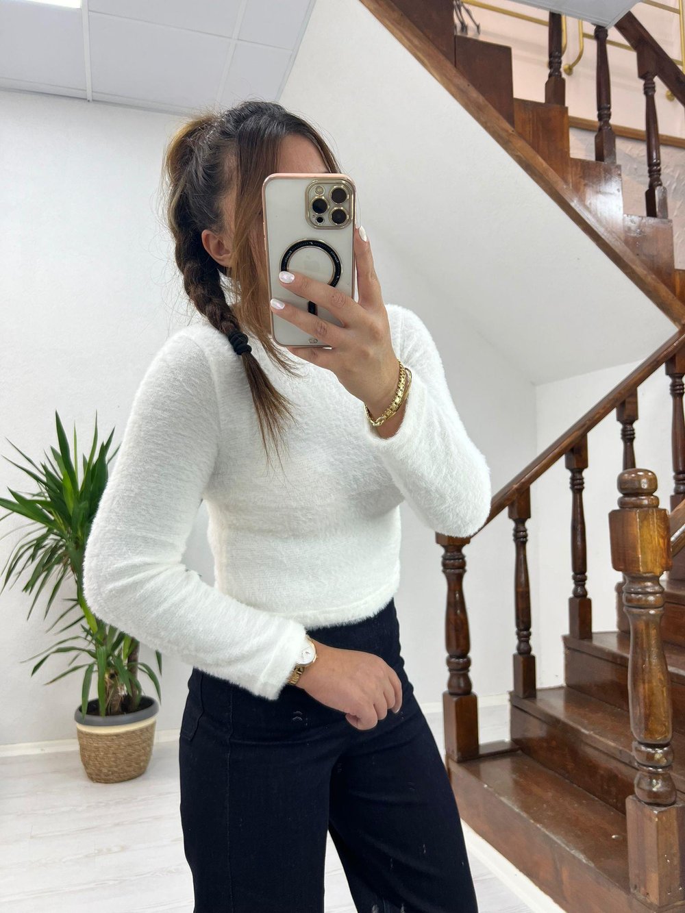 PELUŞ CROP BEYAZ - 1202