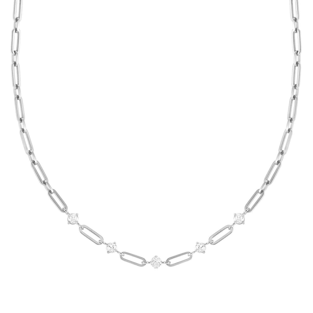 Chainsofstyle Zirkon Taşlı Çelik Kolye Gümüş Renk