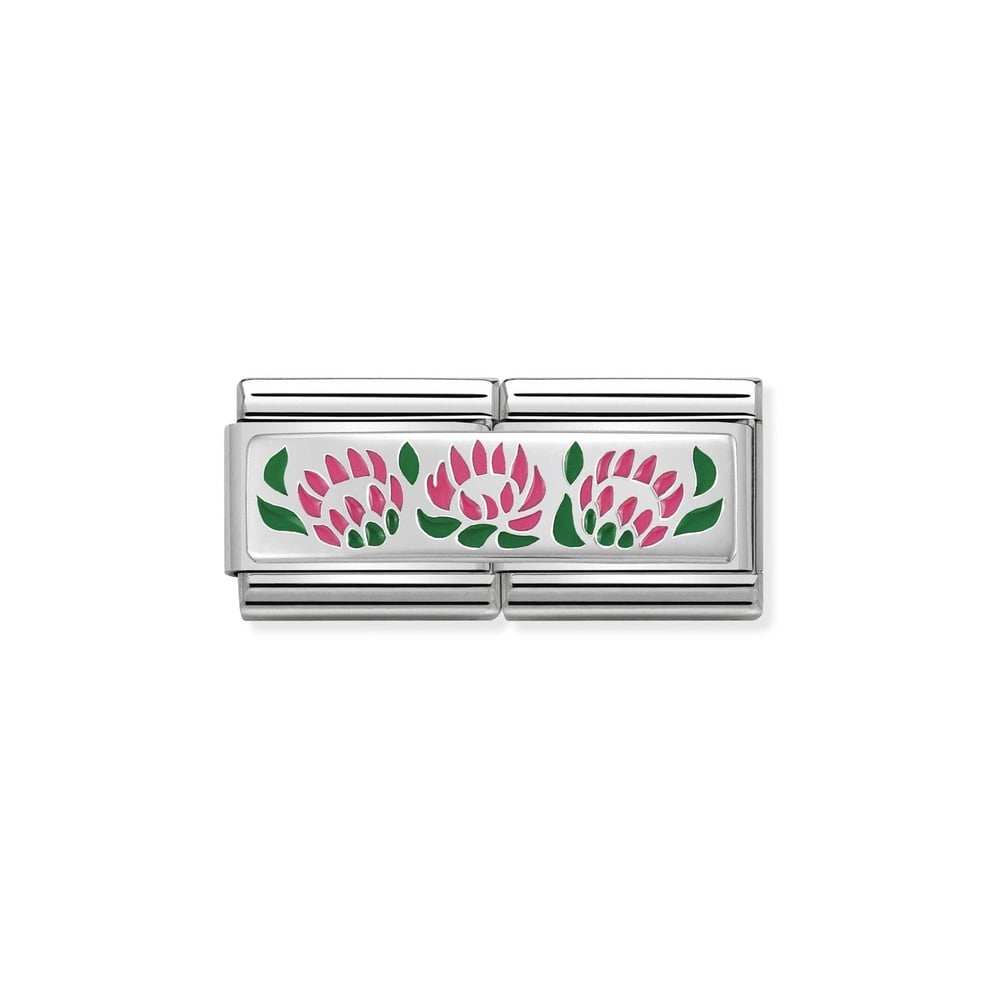 Composable Classic Çift Link 3 Protee Çiçek 925 Ayar Gümüş