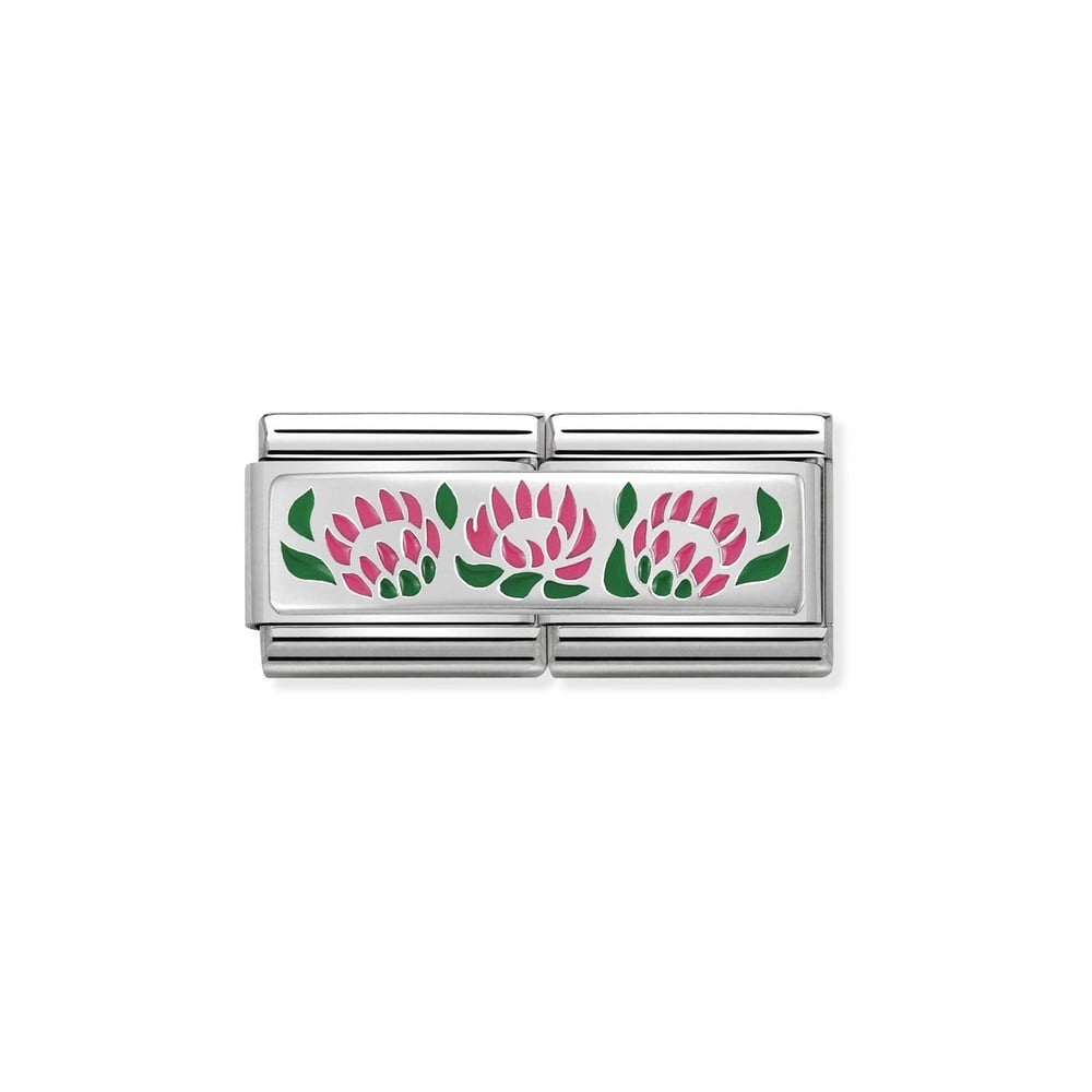 Composable Classic Çift Link 3 Protee Çiçek 925 Ayar Gümüş