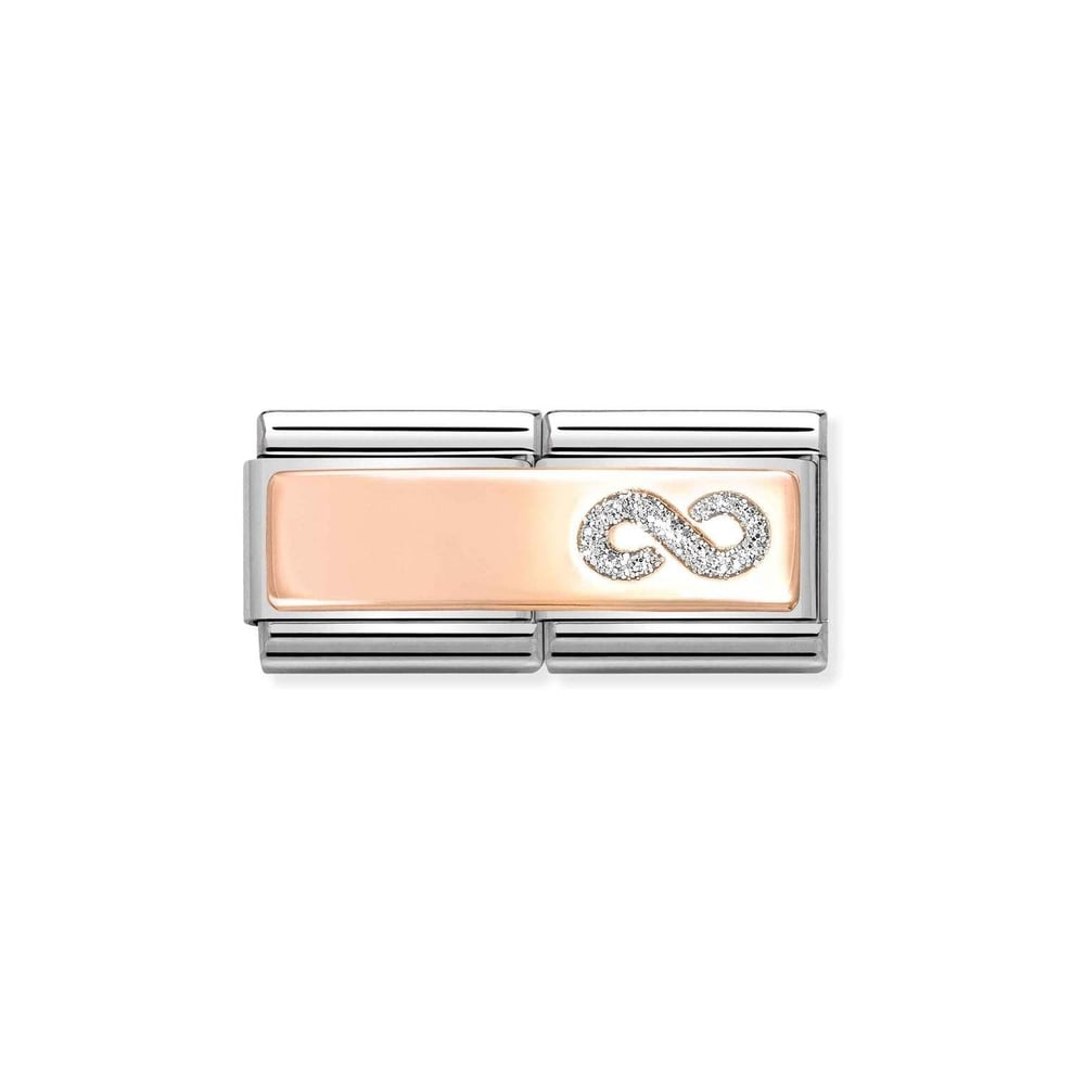 Composable Classic Çift Link Beyaz Zirkon Taşlı Sonsuzluk 9 Ayar Rose Gold