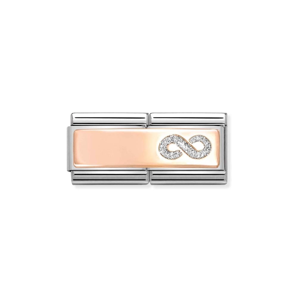 Composable Classic Çift Link Beyaz Zirkon Taşlı Sonsuzluk 9 Ayar Rose Gold