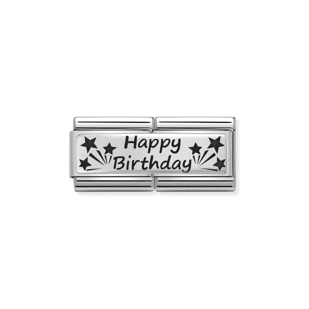 Composable Classic Çift Link Happy Birthday 925 Ayar Gümüş