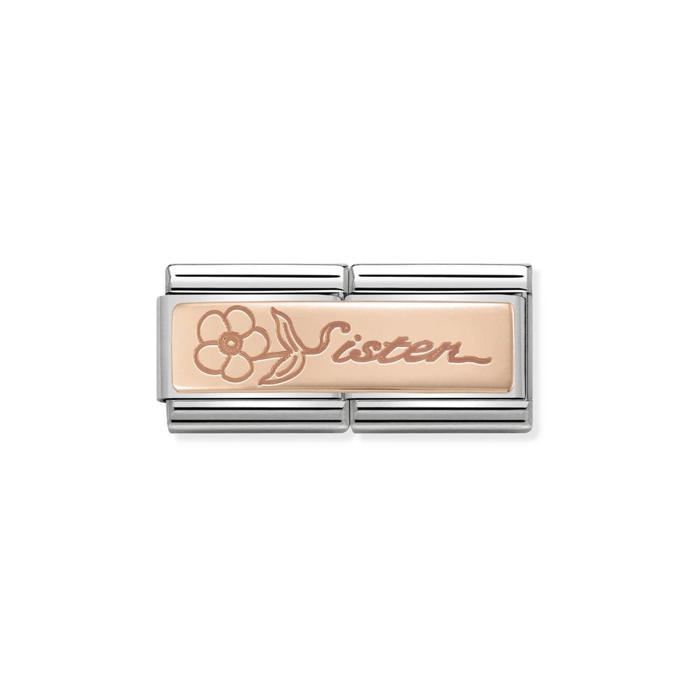 Composable Classic Çift Link Sister Çiçek 9 Ayar Rose Gold