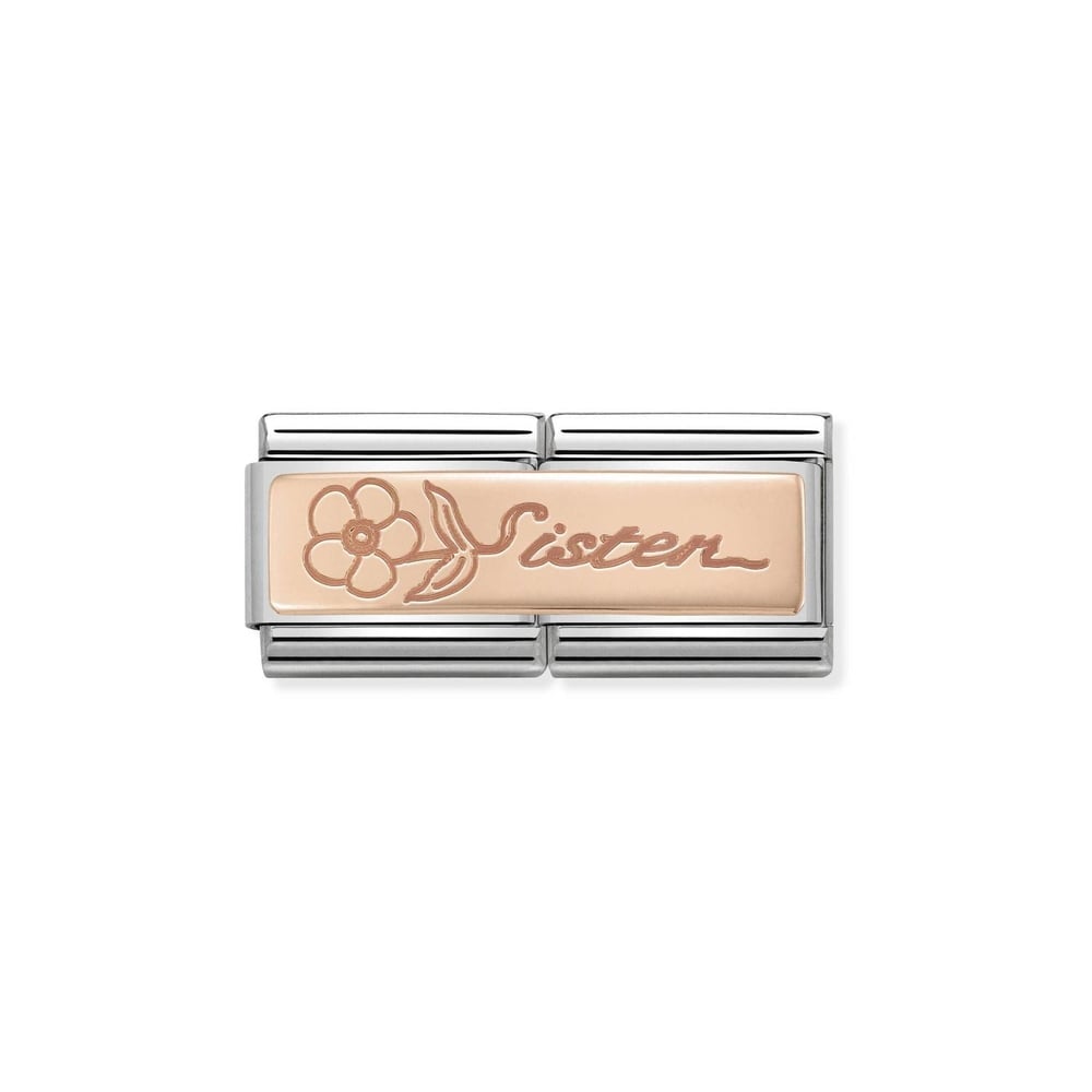 Composable Classic Çift Link Sister Çiçek 9 Ayar Rose Gold