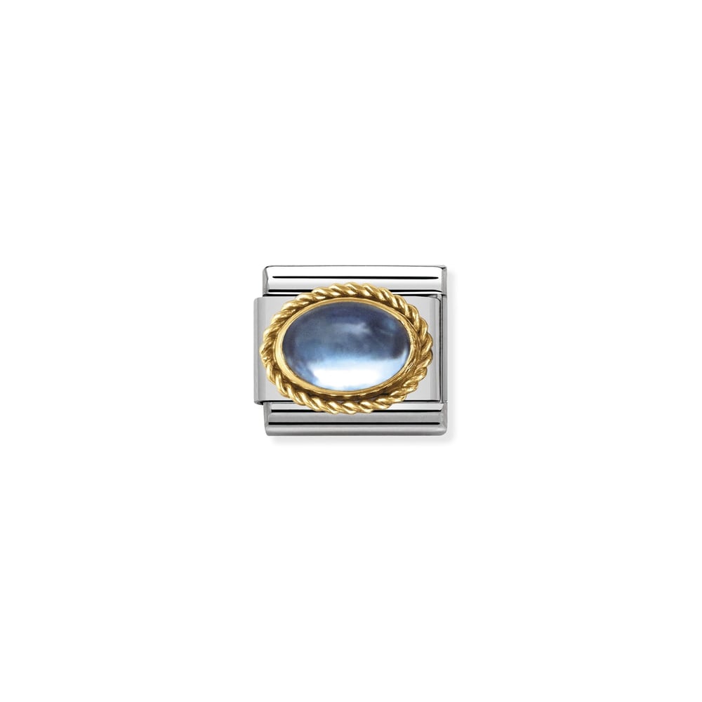 Composable Classic Link Açık Mavi Topaz Taşlı Burgu Çerçeve 18 Ayar Altın