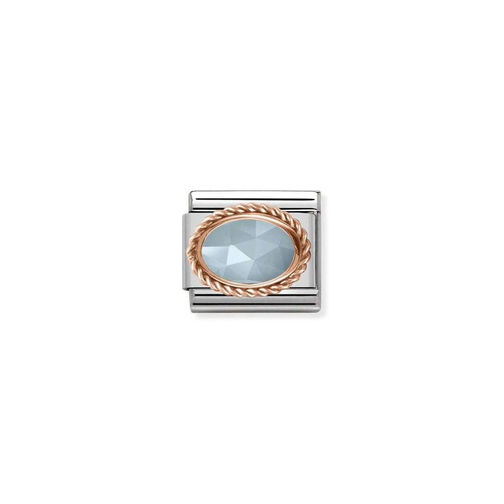 Composable Classic Link Akuamarin Taşlı Burgu Çerçeve 9 Ayar Rose Gold