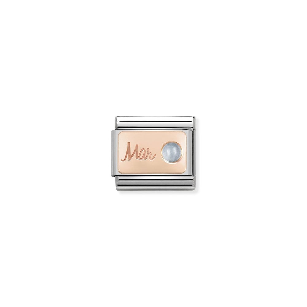 Composable Classic Link Aquamarine Taşlı Mart 9 Ayar Rose Altın