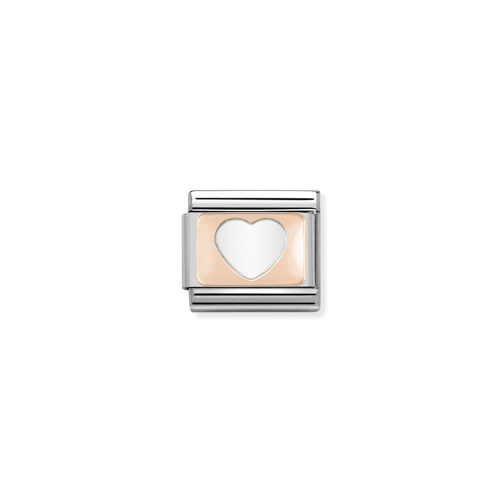 Composable Classic Link Beyaz Kalp Detaylı 9 Ayar Rose Gold