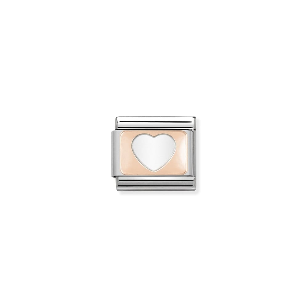 Composable Classic Link Beyaz Kalp Detaylı 9 Ayar Rose Gold
