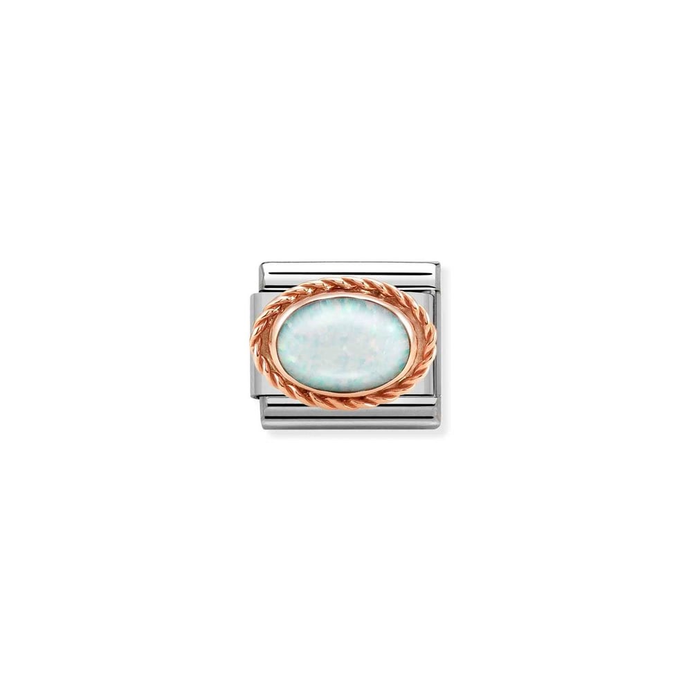 Composable Classic Link Beyaz Opal Taşlı Burgu Çerçeve 9 Ayar Rose Gold