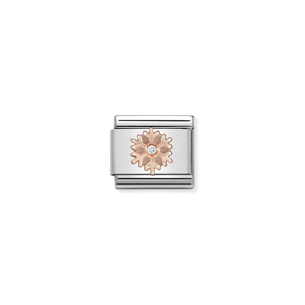 Composable Classic Link Beyaz Zirkon Taşlı Kar Tanesi 9 Ayar Rose Gold