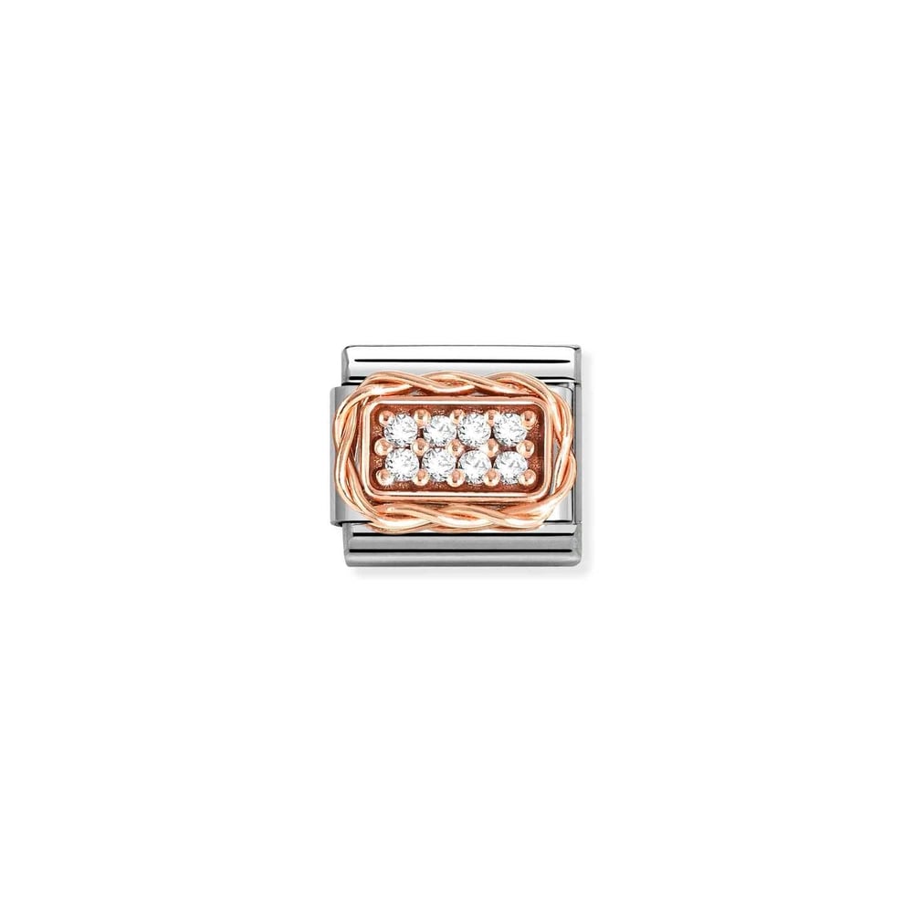 Composable Classic Link Beyaz Zirkon Taşlar Burgu Çerçeve 9 Ayar Rose Gold
