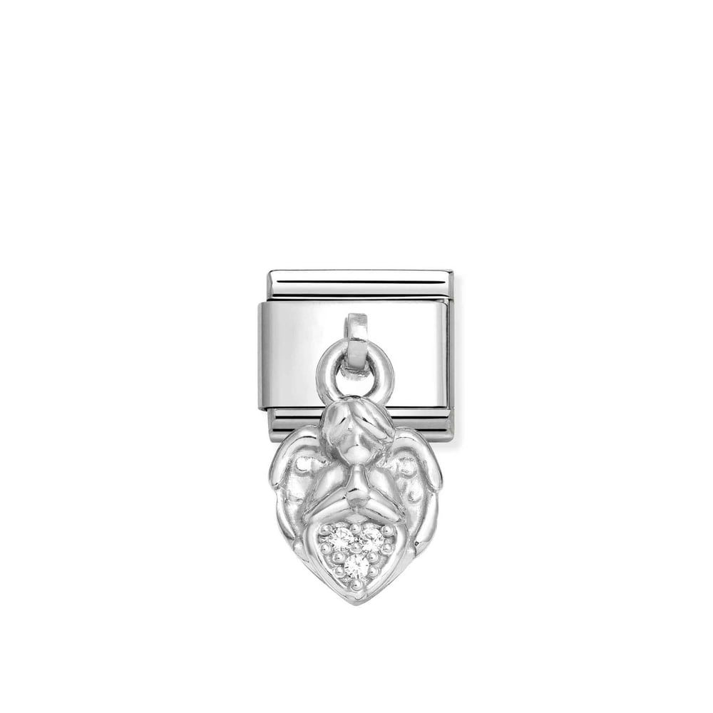 Composable Classic Link Beyaz Zirkon Taşlı Melek 925 Ayar Gümüş Charm