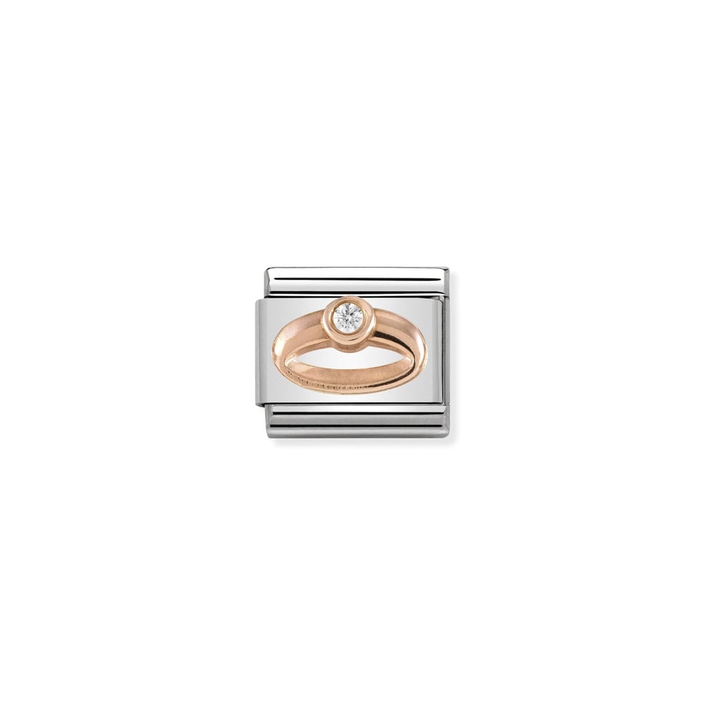 Composable Classic Link Beyaz Zirkon Taşlı Yüzük 9 Ayar Rose Gold