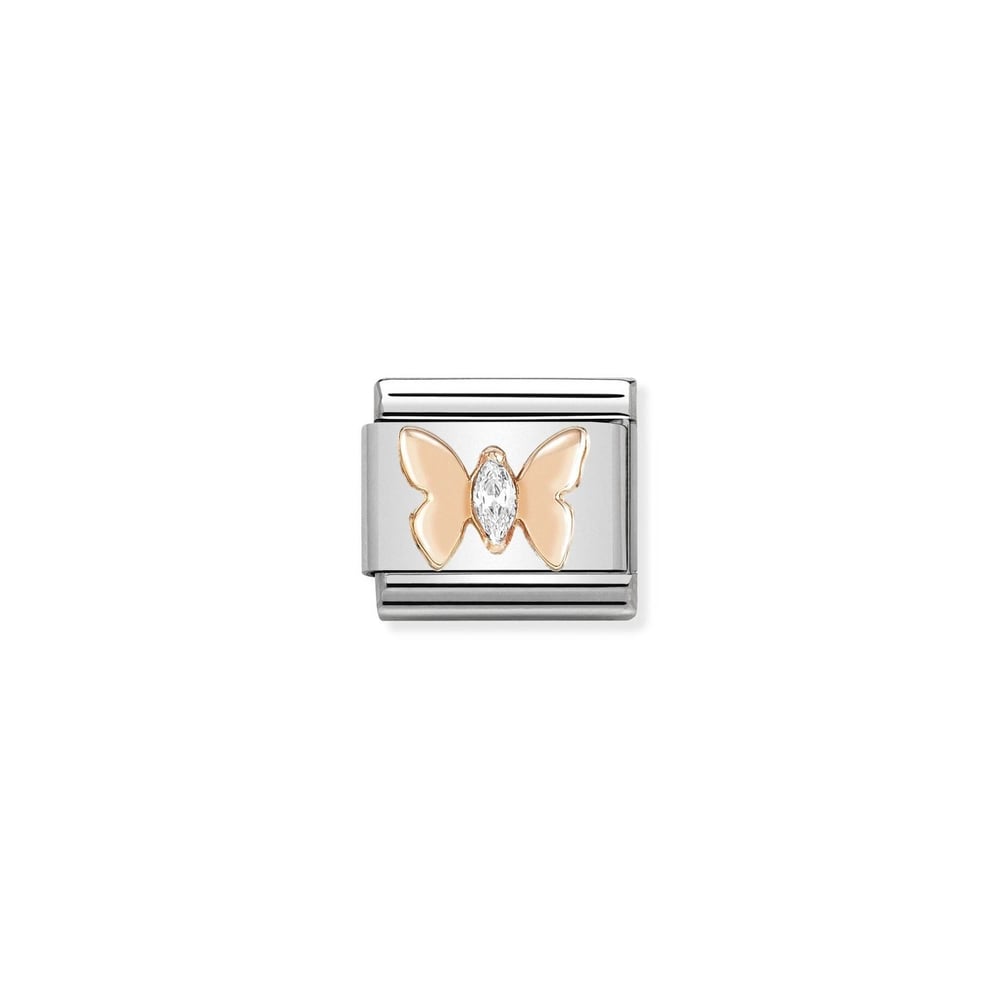 Composable Classic Link Beyaz Zirkon Taşlı Kelebek 9 Ayar Rose Gold