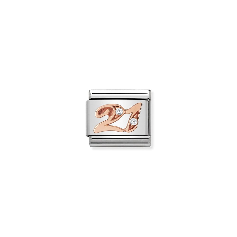 Composable Classic Link Beyaz Zirkon Taşlı 21 Sayısı 9 Ayar Rose Gold
