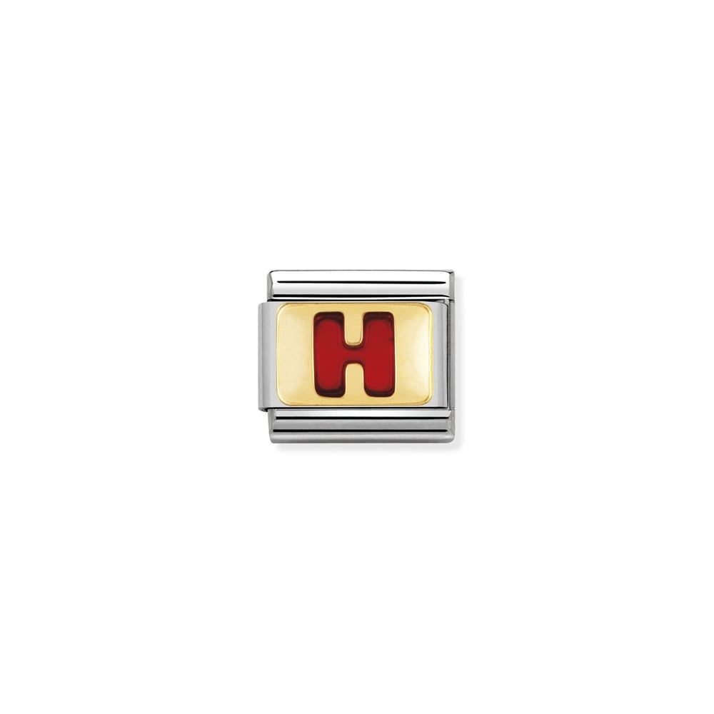 Composable Classic Link Kırmızı H Harfi 18 Ayar Altın