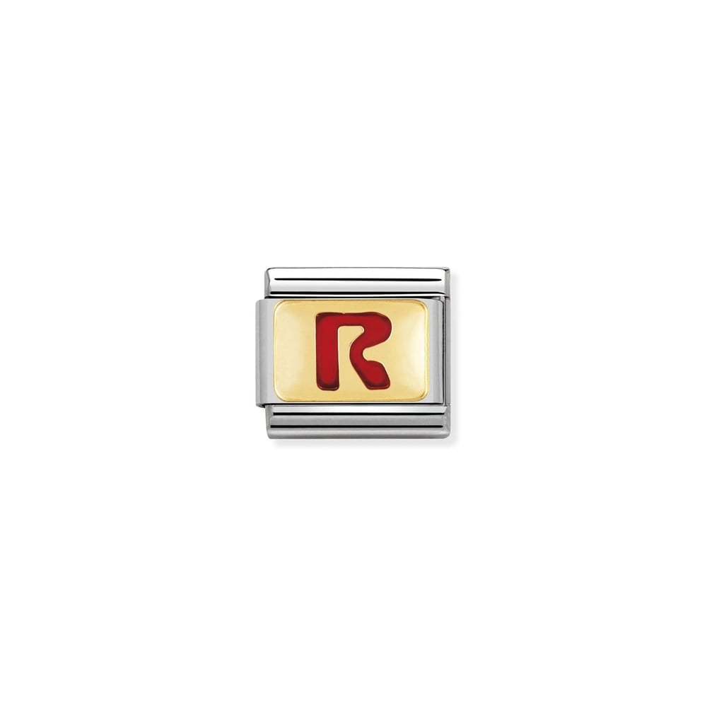 Composable Classic Link Kırmızı R Harfi 18 Ayar Altın