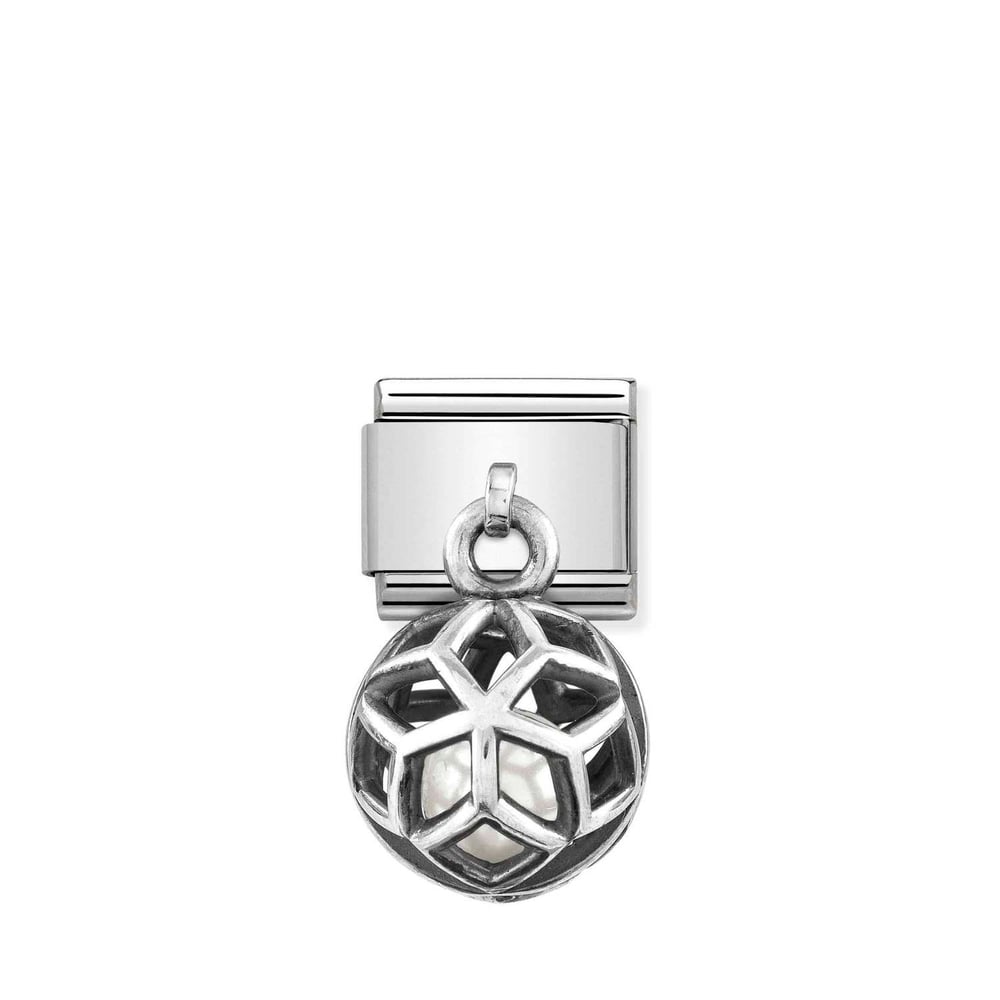 Composable Classic Link Kristal Beyaz İnci 925 Ayar Gümüş Charm
