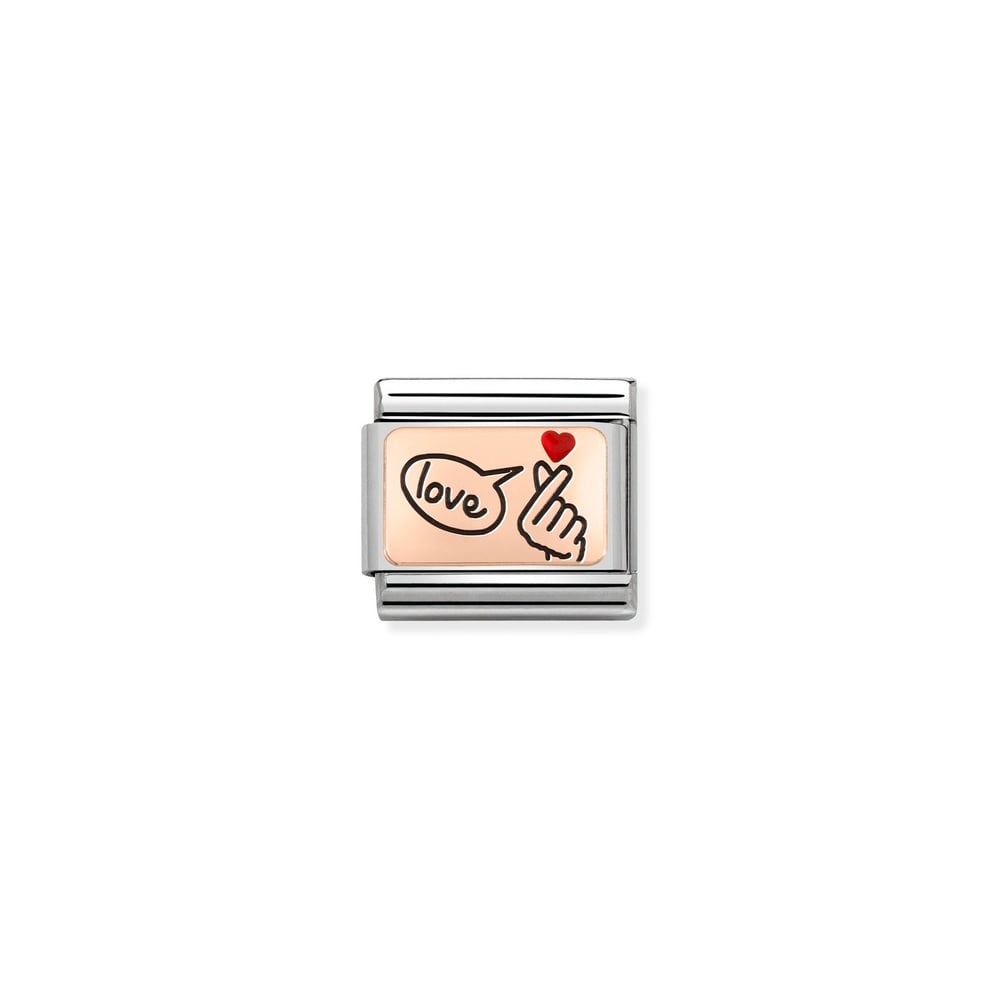 Composable Classic Link Love ve Kırmızı Kalp 9 Ayar Rose Gold