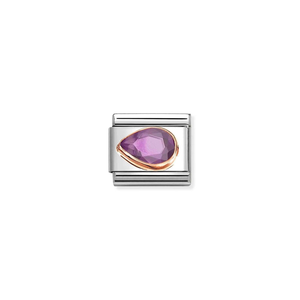 Composable Classic Link Mor Damla Taşlı 9 Ayar Rose Gold