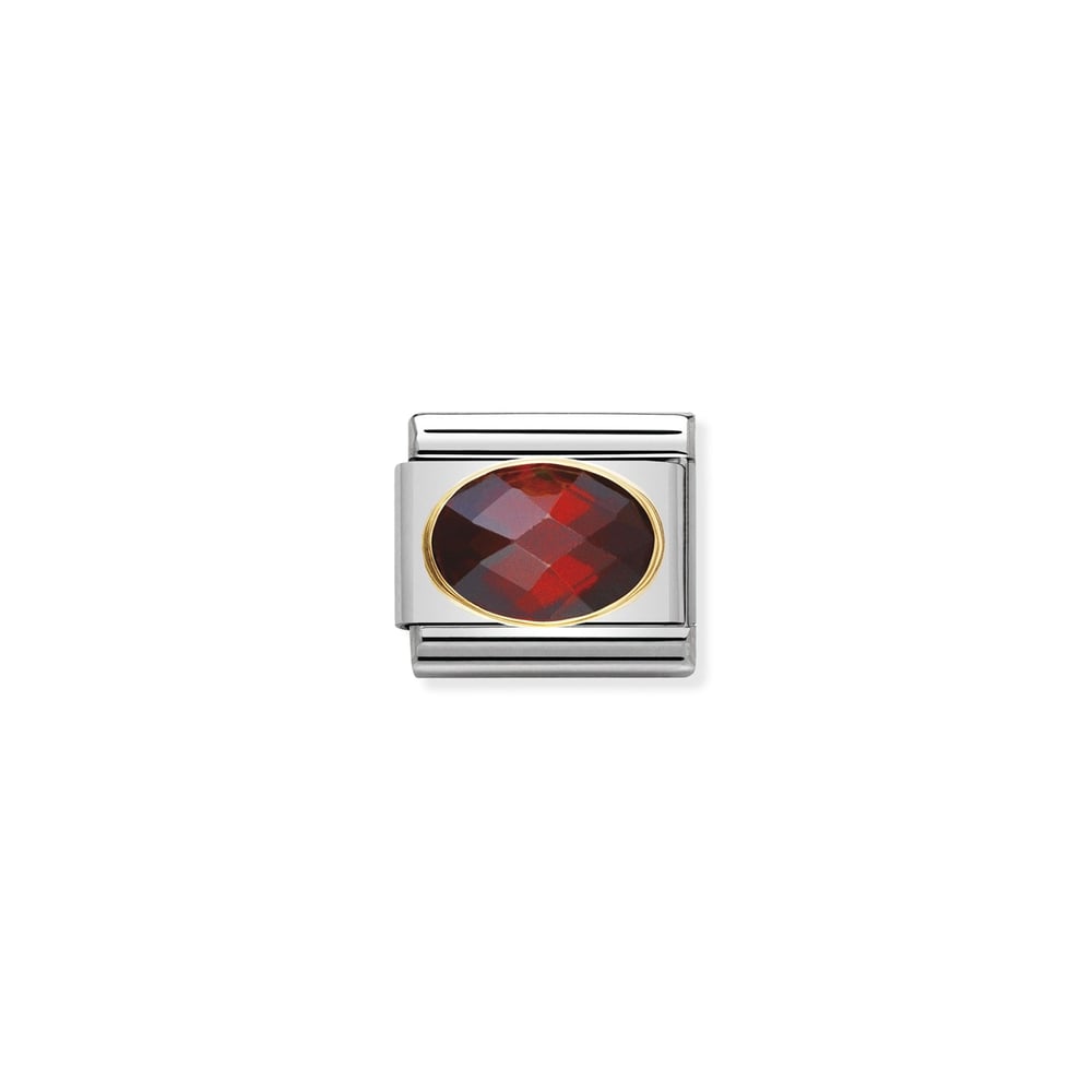 Composable Classic Link Oval Kırmızı Zirkon Taşlı 18 Ayar Altın