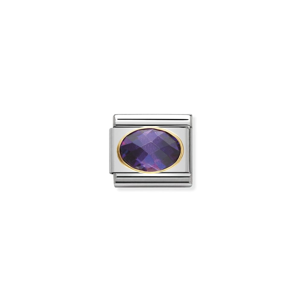 Composable Classic Link Oval Mor Zirkon Taşlı 18 Ayar Altın