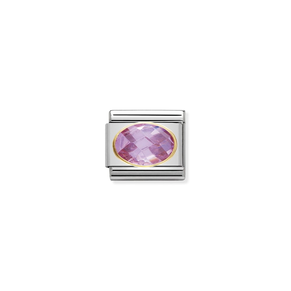 Composable Classic Link Oval Pembe Zirkon Taşlı 18 Ayar Altın