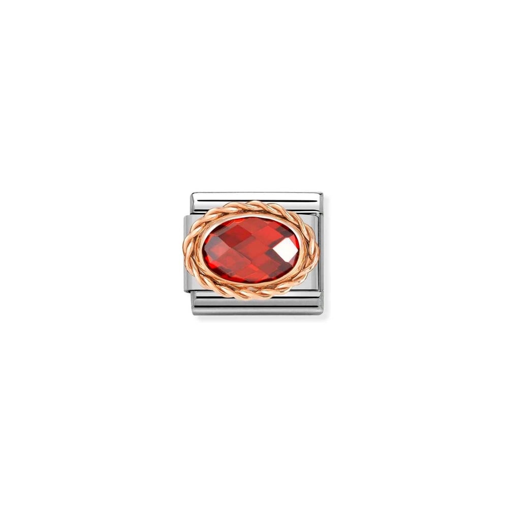 Composable Classic Link Oval Taşlı Kırmızı 9 Ayar Rose Altın