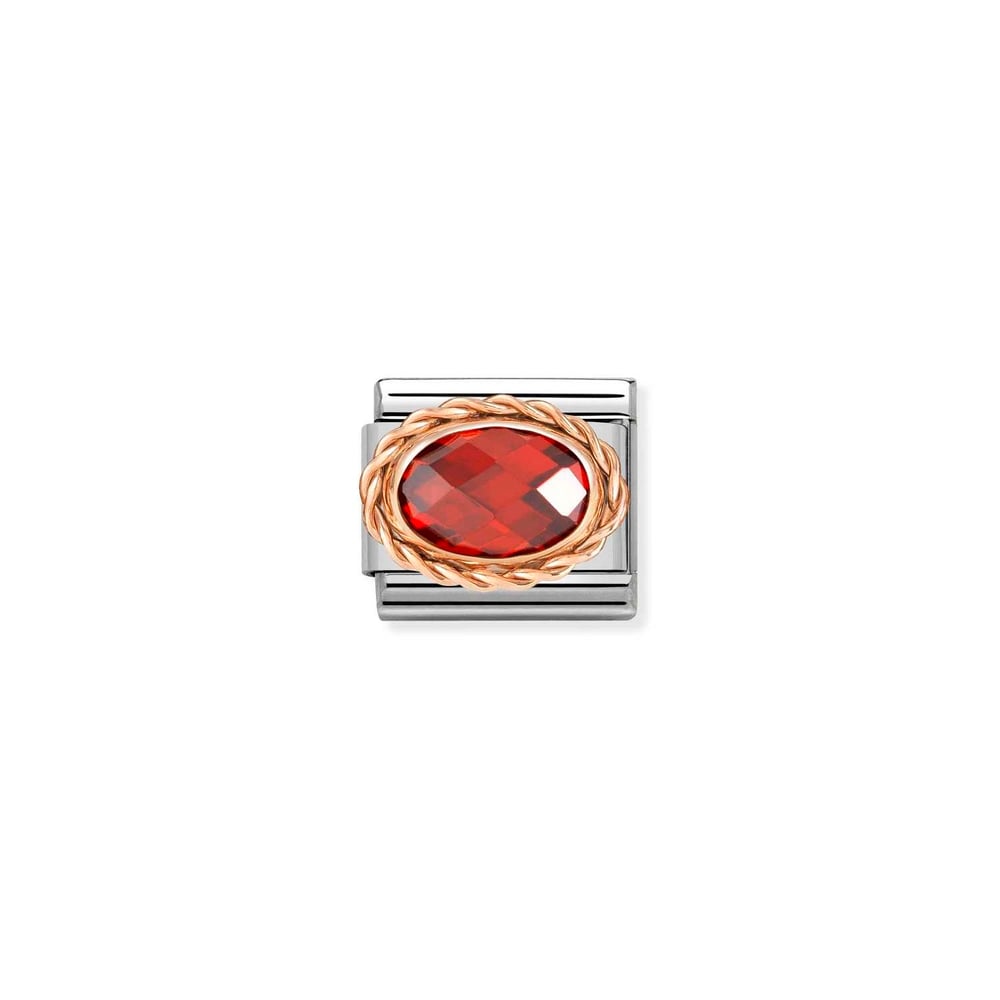 Composable Classic Link Oval Taşlı Kırmızı 9 Ayar Rose Altın