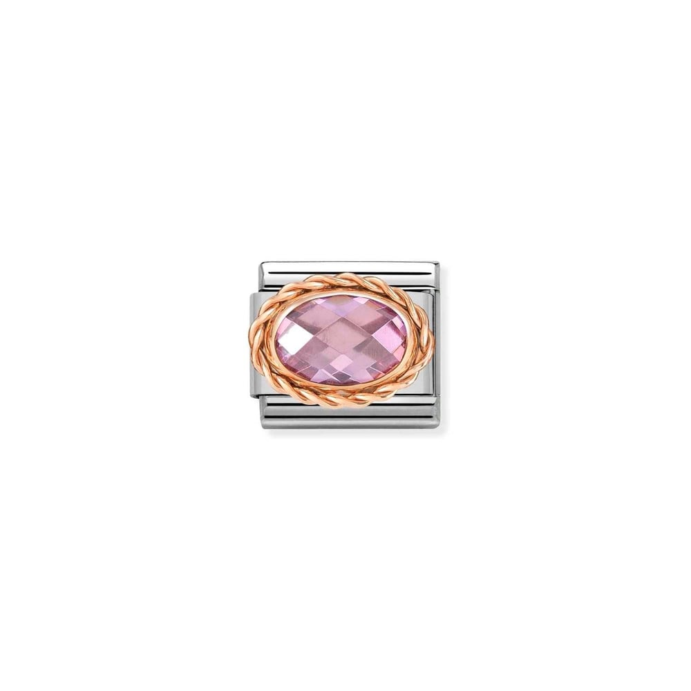 Composable Classic Link Oval Taşlı Pembe 9 Ayar Rose Altın