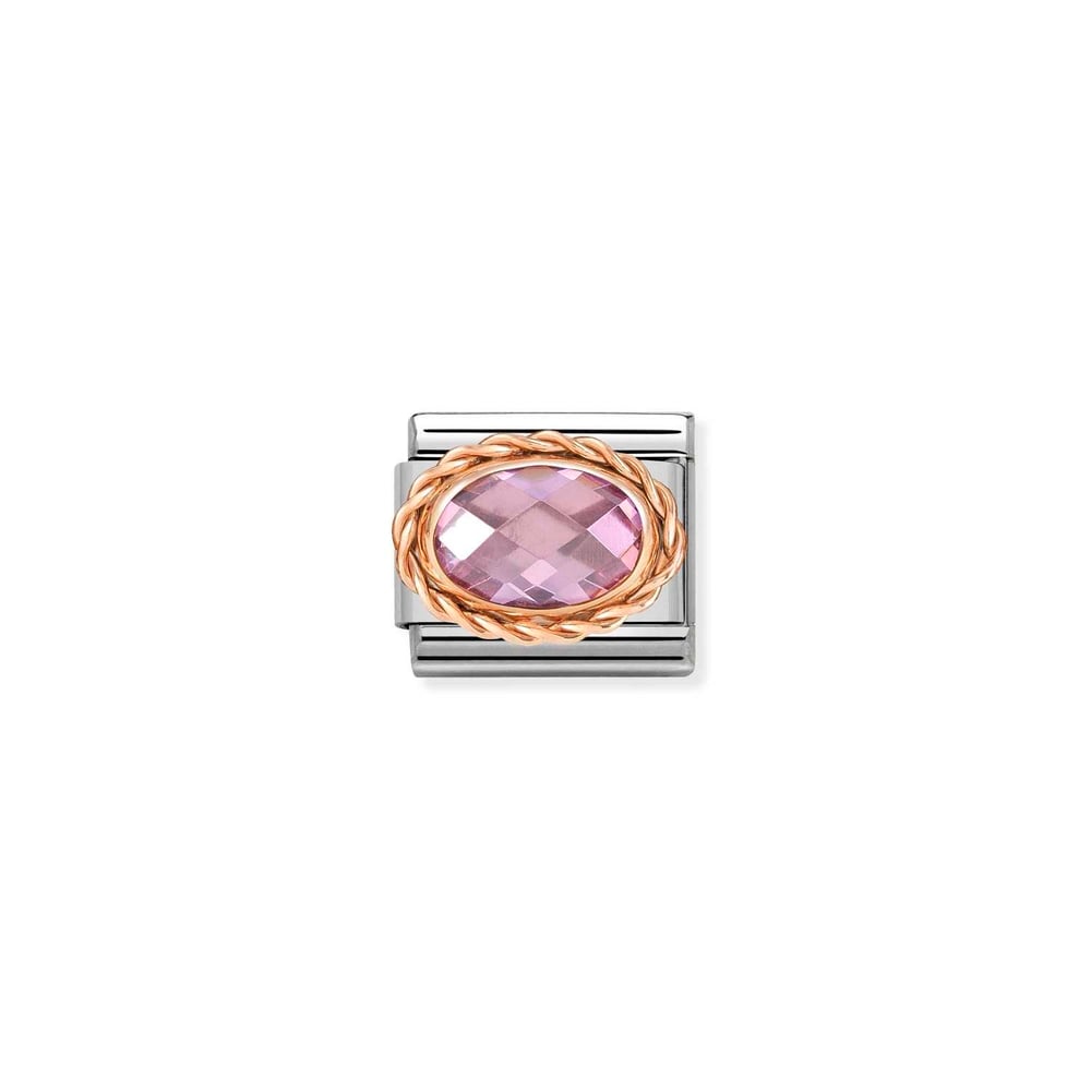 Composable Classic Link Oval Taşlı Pembe 9 Ayar Rose Altın
