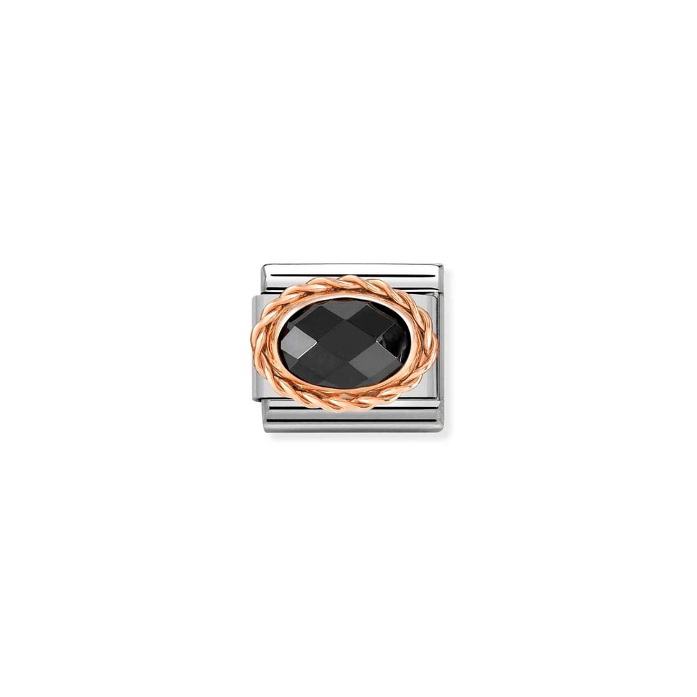 Composable Classic Link Oval Taşlı Siyah 9 Ayar Rose Altın