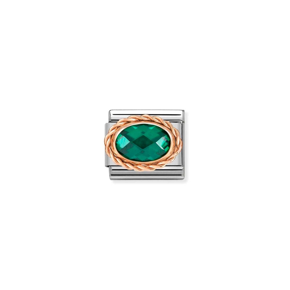 Composable Classic Link Oval Taşlı Zümrüt Yeşil 9 Ayar Rose Altın