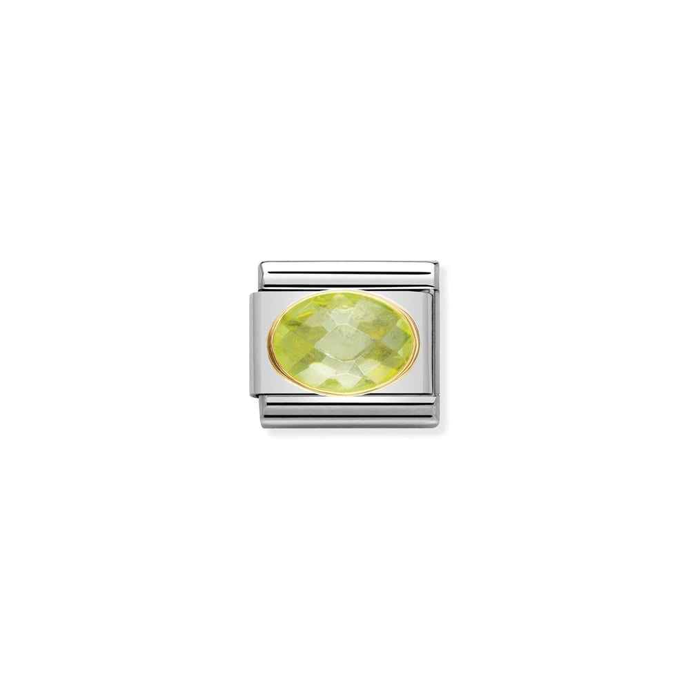 Composable Classic Link Oval Yeşil Zirkon Taşlı 18 ayar Altın