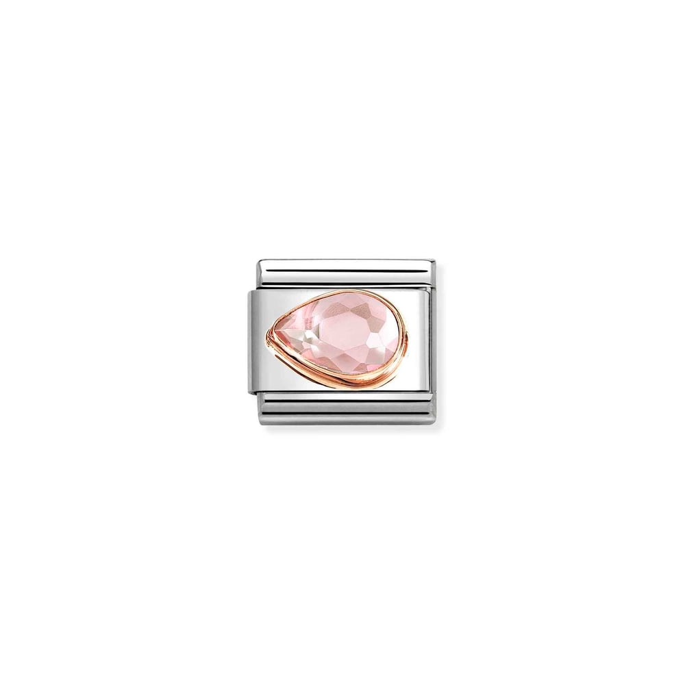 Composable Classic Link Pembe Damla Taşlı Detaylı 9 Ayar Rose Gold