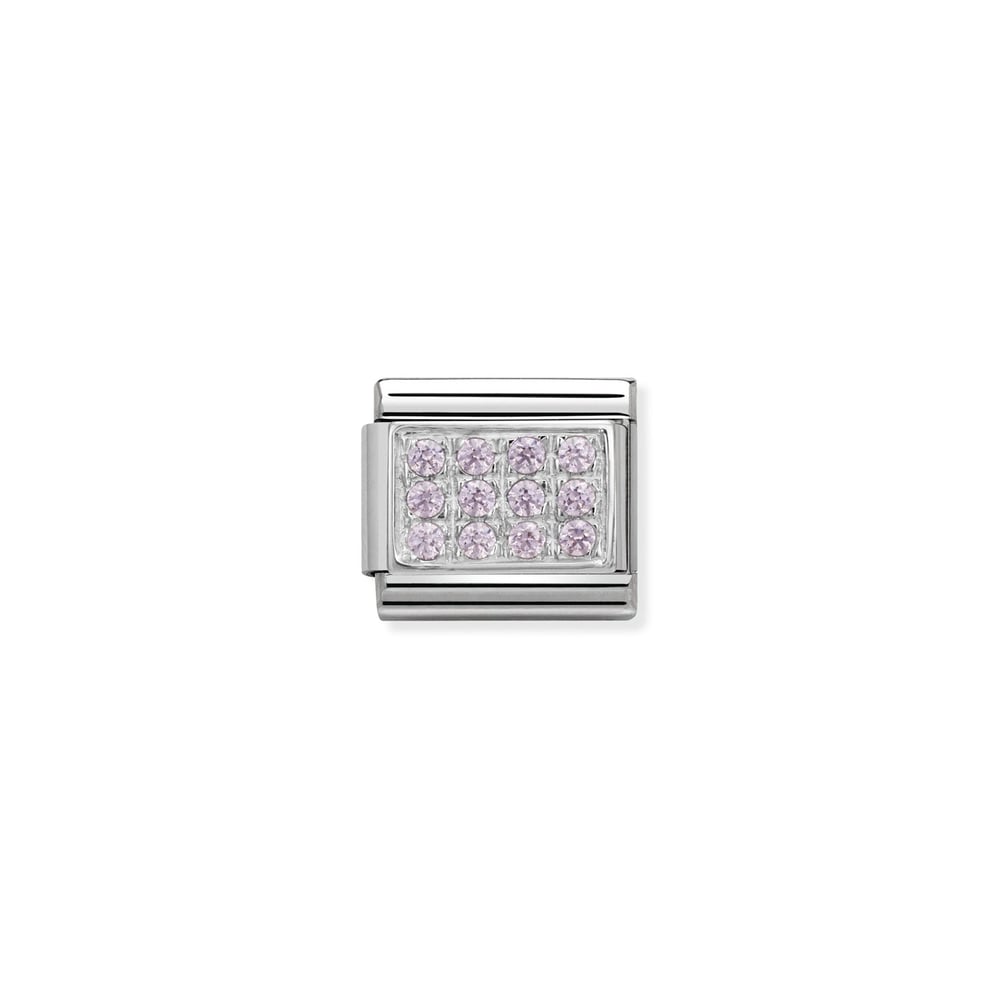 Composable Classic Link Pembe Kübik Zirkon Taşlar 925 Ayar Gümüş