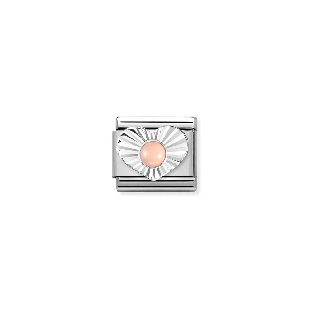 Composable Classic Link Pembe Mercan Taşlı Kalp 925 Ayar Gümüş