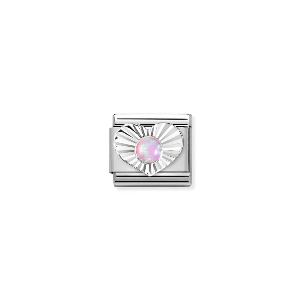 Composable Classic Link Pembe Opal Taşlı Kalp 925 Ayar Gümüş