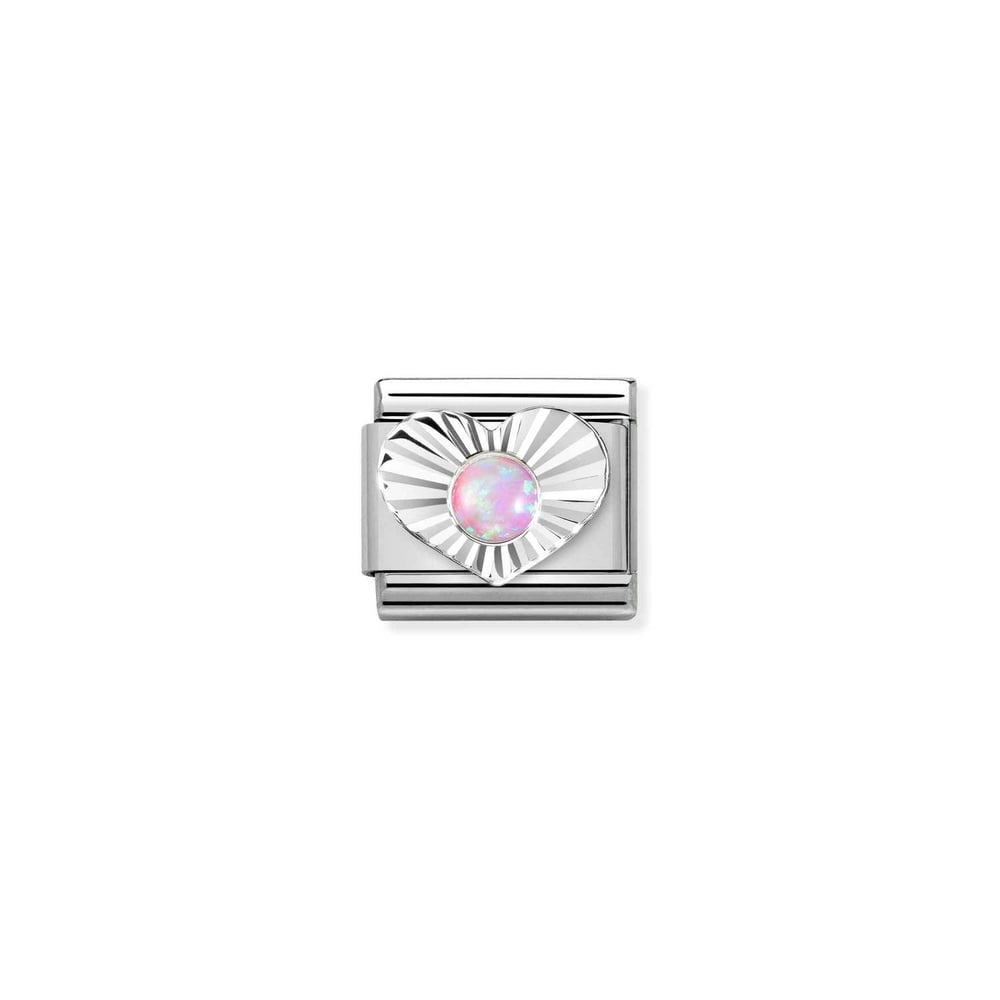Composable Classic Link Pembe Opal Taşlı Kalp 925 Ayar Gümüş