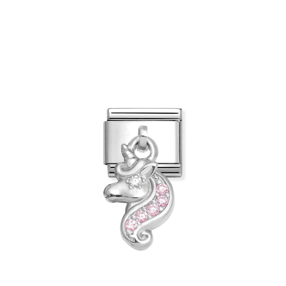 Composable Classic Link Pembe Zirkon Taşlı Unicorn 925 Ayar Gümüş Charm