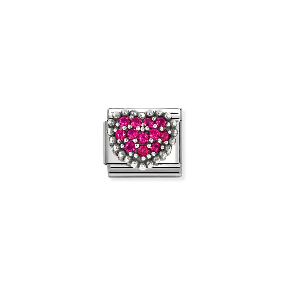 Composable Classic Link Pembe Zirkon Taşlar ve Kalp 925 Ayar Gümüş