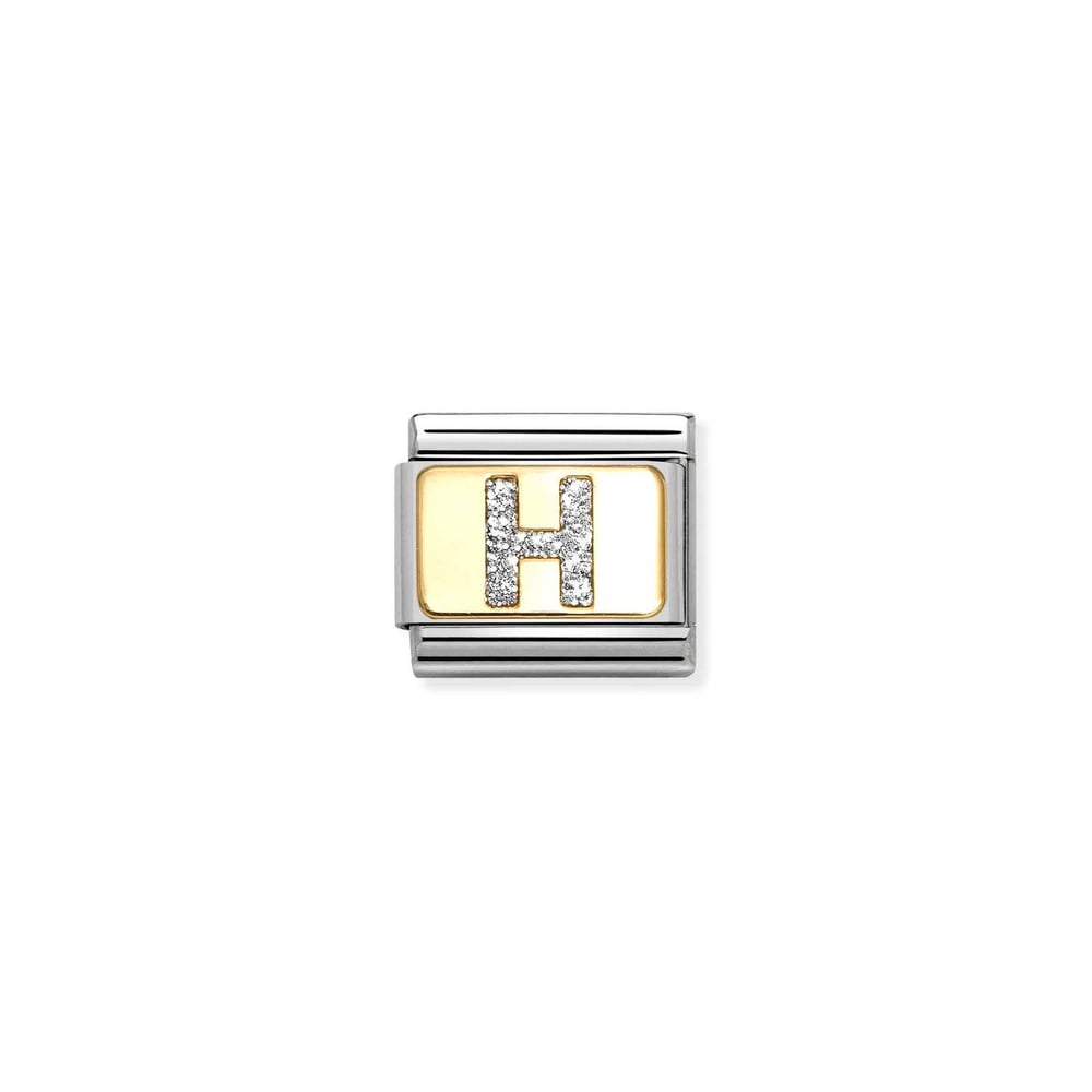 Composable Classic Link Pırıltılı H Harfi 18 Ayar Altın