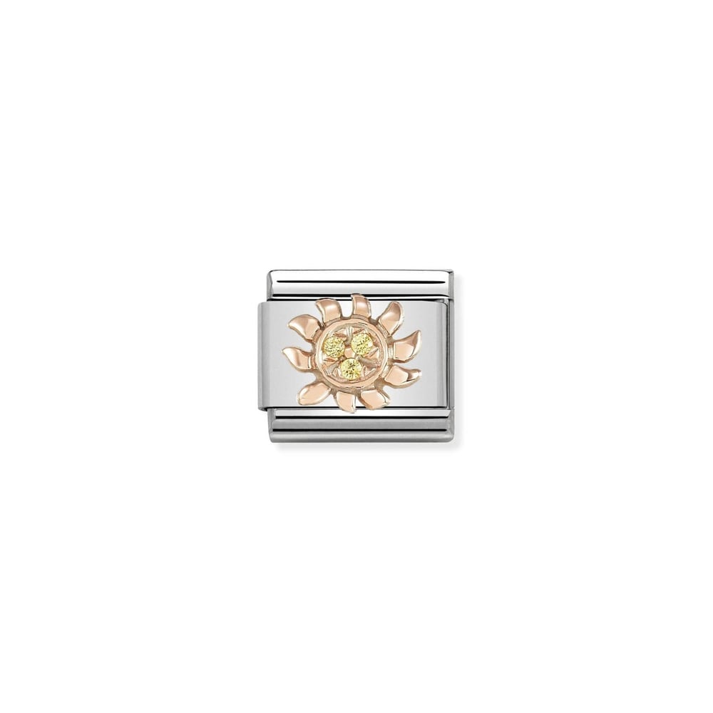 Composable Classic Link Sarı Zirkon Taşlı Güneş 9 Ayar Rose Gold