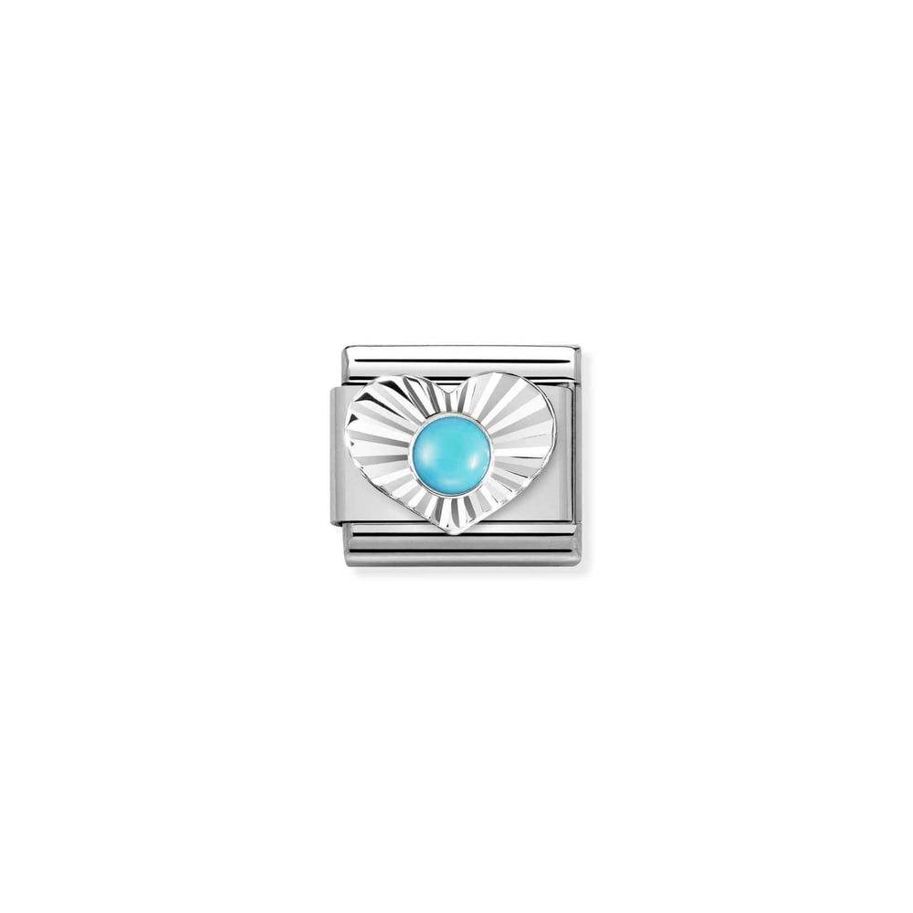 Composable Classic Link Turkuaz Taşlı Kalp 925 Ayar Gümüş